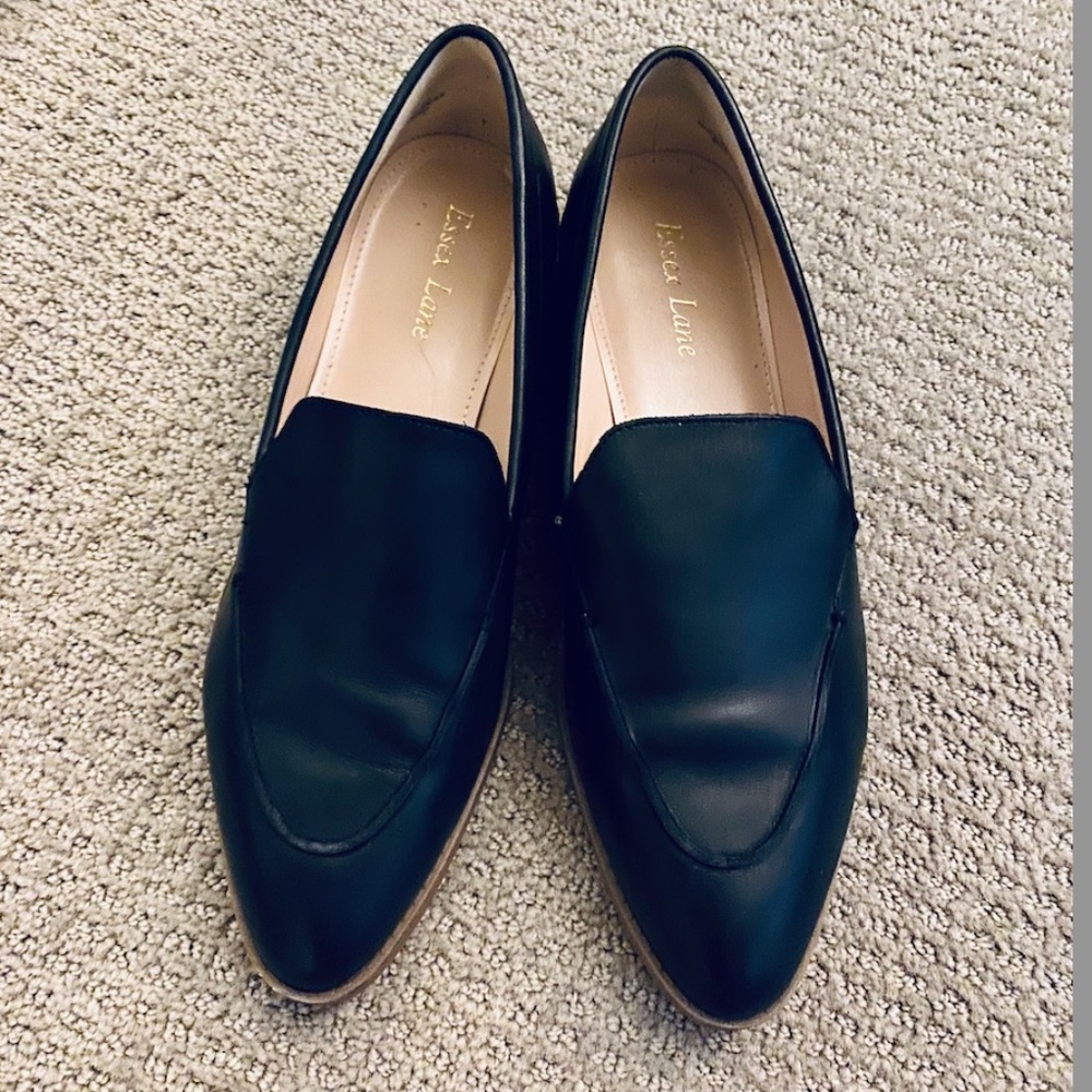 Essex Lane Black leather loafers size 8M